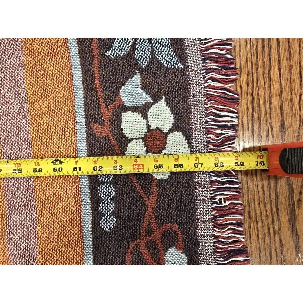 Vintage‎ Situation Of America Throw Blanket Woven American Folk Art Tapestry